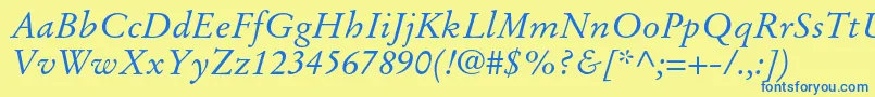 StempelgaramondltstdItalic Font – Blue Fonts on Yellow Background