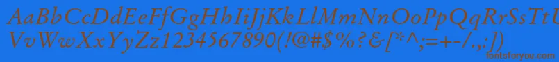 StempelgaramondltstdItalic Font – Brown Fonts on Blue Background
