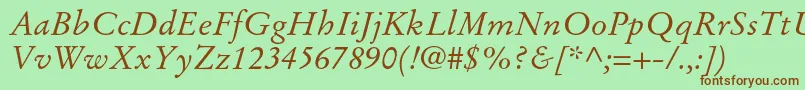 StempelgaramondltstdItalic Font – Brown Fonts on Green Background