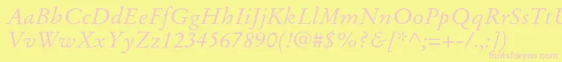 StempelgaramondltstdItalic Font – Pink Fonts on Yellow Background