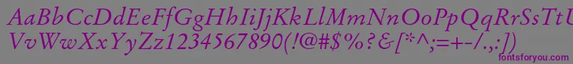 StempelgaramondltstdItalic Font – Purple Fonts on Gray Background