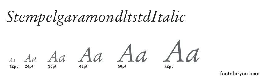 Größen der Schriftart StempelgaramondltstdItalic