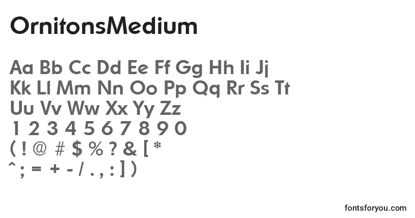 Шрифт OrnitonsMedium – алфавит, цифры, специальные символы
