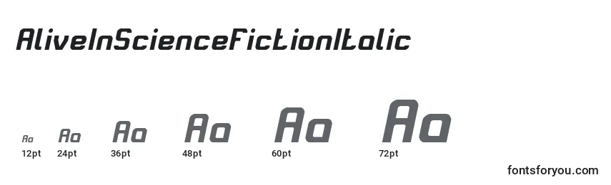 Размеры шрифта AliveInScienceFictionItalic