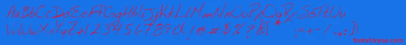 LoublueRegular-Schriftart – Rote Schriften auf blauem Hintergrund