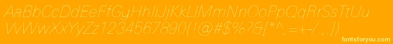 UniversNextProUltralightItalic Font – Yellow Fonts on Orange Background