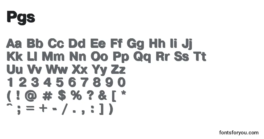 Schriftart Pgs – Alphabet, Zahlen, spezielle Symbole