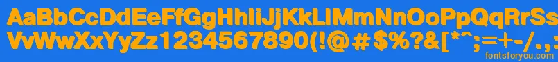 フォントPgs – オレンジ色の文字が青い背景にあります。