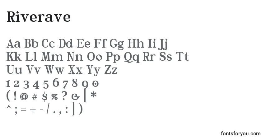 Schriftart Riverave – Alphabet, Zahlen, spezielle Symbole