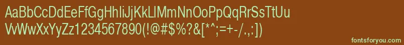フォントPragmaticactt70n – 緑色の文字が茶色の背景にあります。