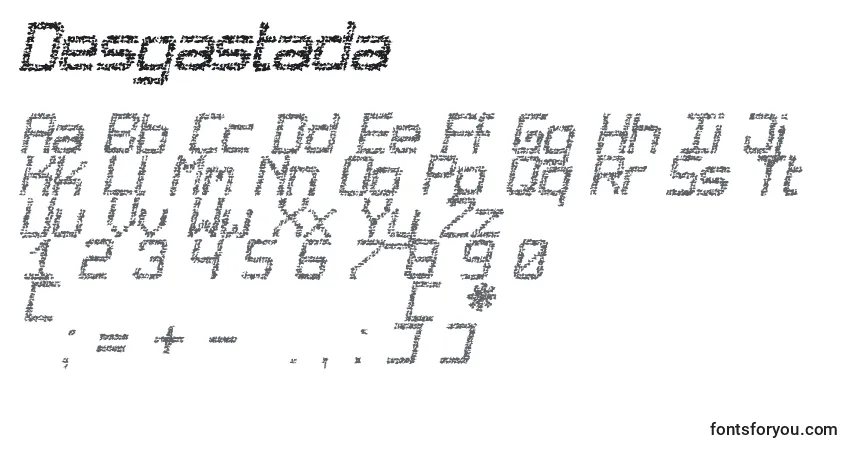 Desgastada-fontti – aakkoset, numerot, erikoismerkit