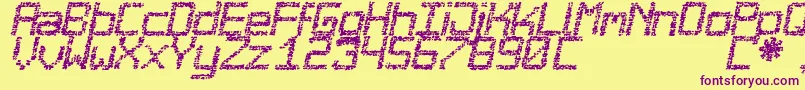 Desgastada-Schriftart – Violette Schriften auf gelbem Hintergrund