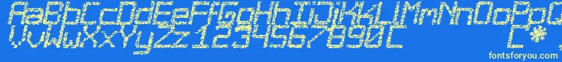 Desgastada-fontti – keltaiset fontit sinisellä taustalla