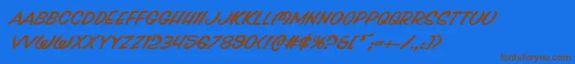Pressdarlingexpandital Font – Brown Fonts on Blue Background
