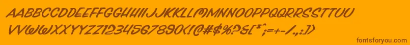 Pressdarlingexpandital-Schriftart – Braune Schriften auf orangefarbenem Hintergrund