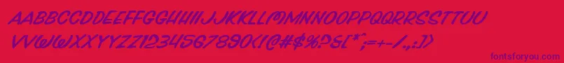Pressdarlingexpandital Font – Purple Fonts on Red Background