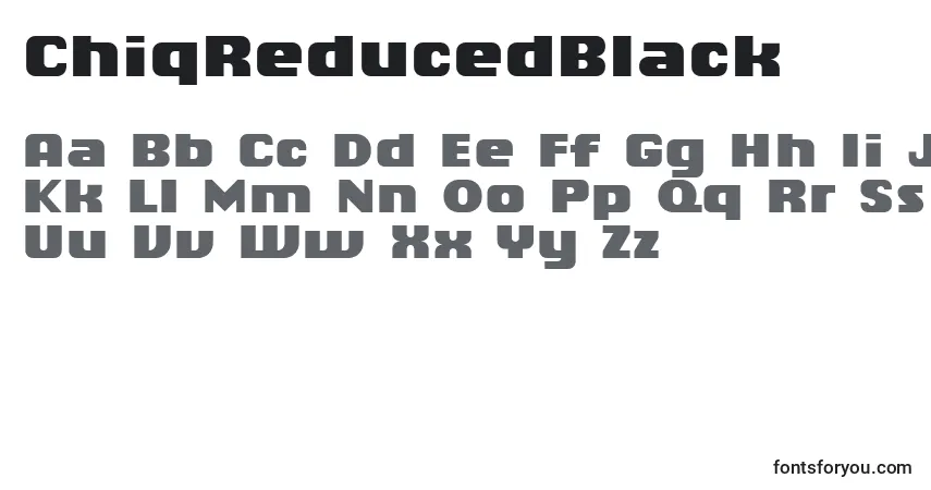 A fonte ChiqReducedBlack (105343) – alfabeto, números, caracteres especiais