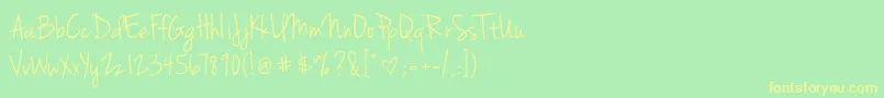 Jennasue Font – Yellow Fonts on Green Background