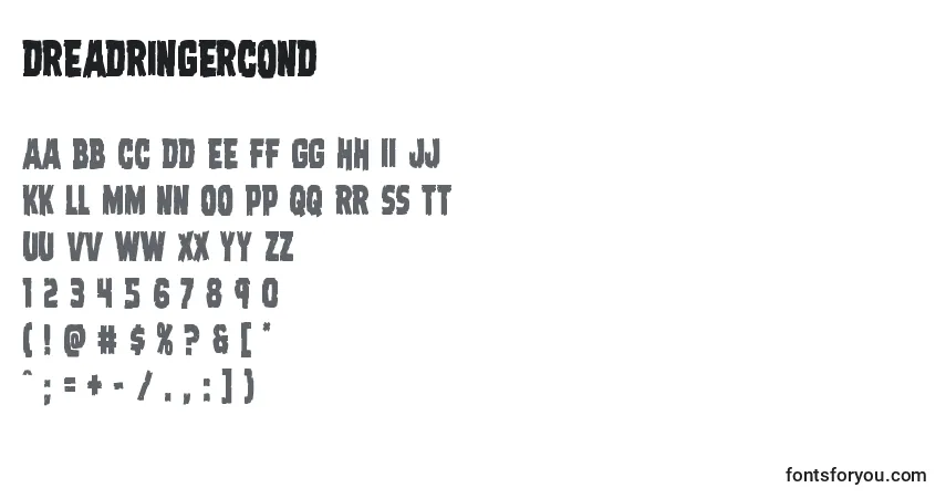 Шрифт Dreadringercond – алфавит, цифры, специальные символы