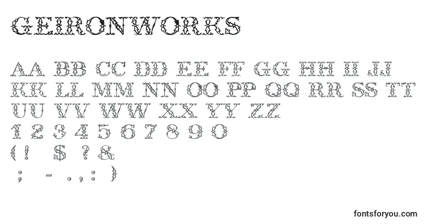 Шрифт GeIronWorks – алфавит, цифры, специальные символы