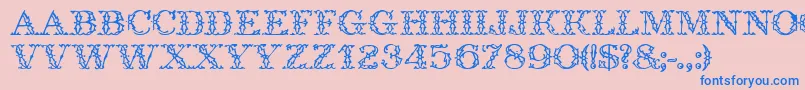 GeIronWorks-Schriftart – Blaue Schriften auf rosa Hintergrund