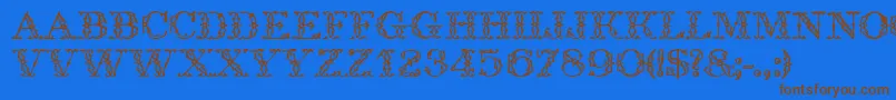 GeIronWorks-Schriftart – Braune Schriften auf blauem Hintergrund