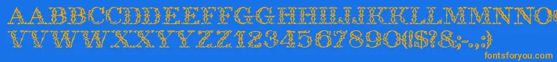 GeIronWorks Font – Orange Fonts on Blue Background