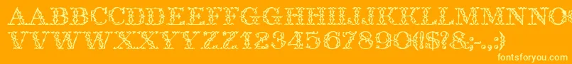 GeIronWorks-Schriftart – Gelbe Schriften auf orangefarbenem Hintergrund