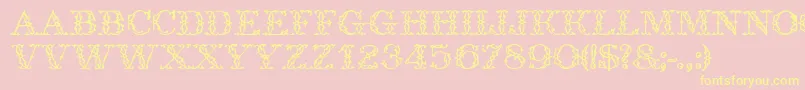 GeIronWorks Font – Yellow Fonts on Pink Background