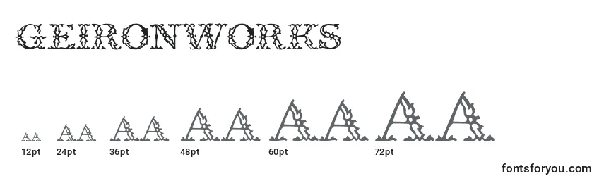 Размеры шрифта GeIronWorks
