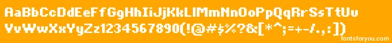 BitKitbold-Schriftart – Weiße Schriften auf orangefarbenem Hintergrund