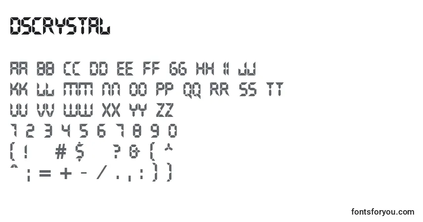 Czcionka DsCrystal – alfabet, cyfry, specjalne znaki