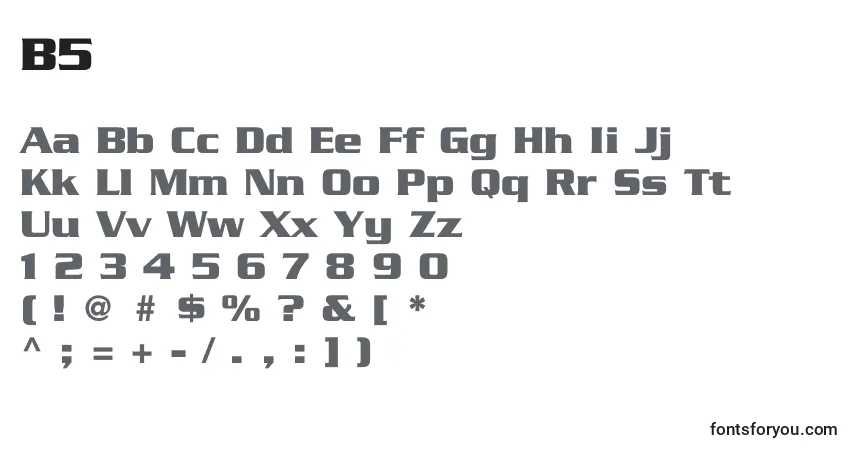 A fonte B5 – alfabeto, números, caracteres especiais