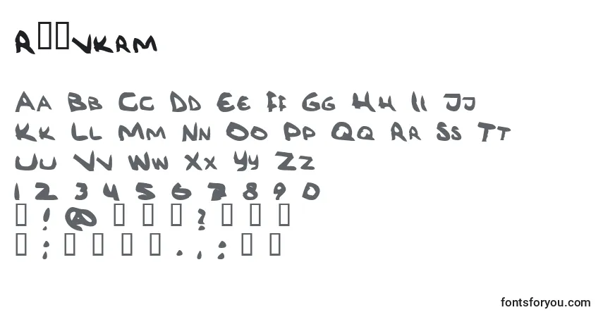Czcionka RГ¶vkrm – alfabet, cyfry, specjalne znaki