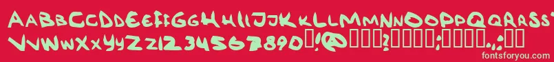 フォントRГ¶vkrm – 赤い背景に緑の文字