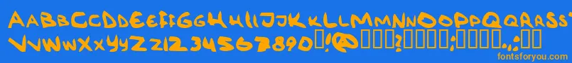 RГ¶vkrm Font – Orange Fonts on Blue Background