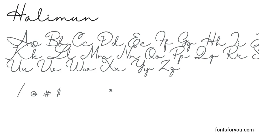Schriftart Halimun – Alphabet, Zahlen, spezielle Symbole