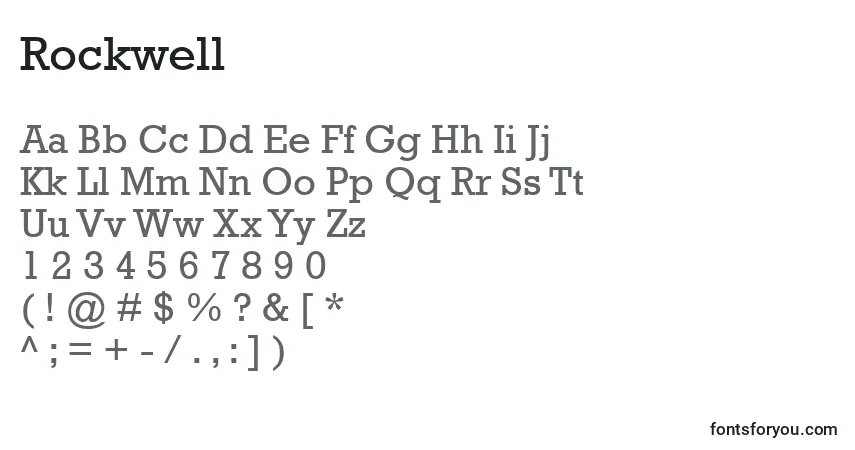 A fonte Rockwell – alfabeto, números, caracteres especiais