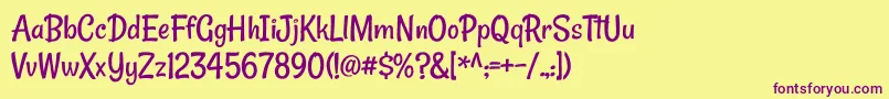 RanchoRegular Font – Purple Fonts on Yellow Background