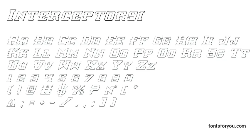 A fonte Interceptorsi – alfabeto, números, caracteres especiais