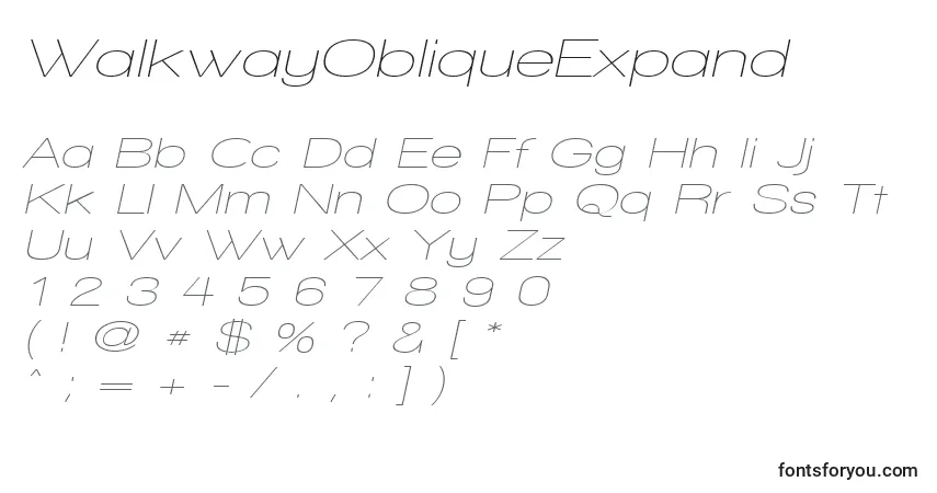 Czcionka WalkwayObliqueExpand – alfabet, cyfry, specjalne znaki