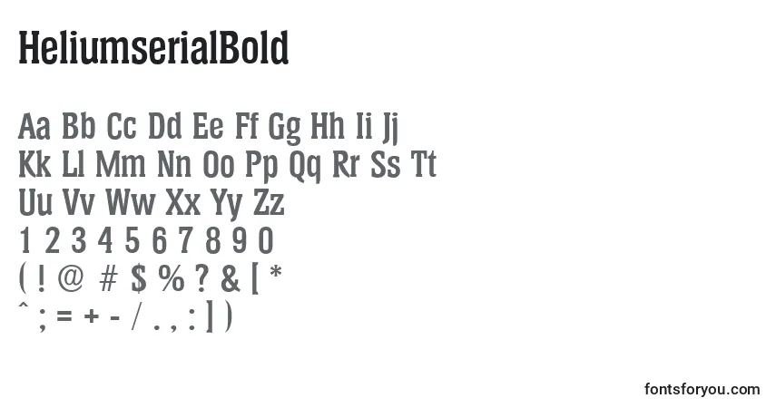 A fonte HeliumserialBold – alfabeto, números, caracteres especiais