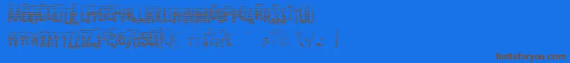 フォントK.P.DutyTexturedJl – 茶色の文字が青い背景にあります。