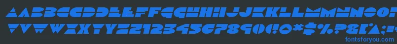 Czcionka Discoduckexpandital – niebieskie czcionki na czarnym tle