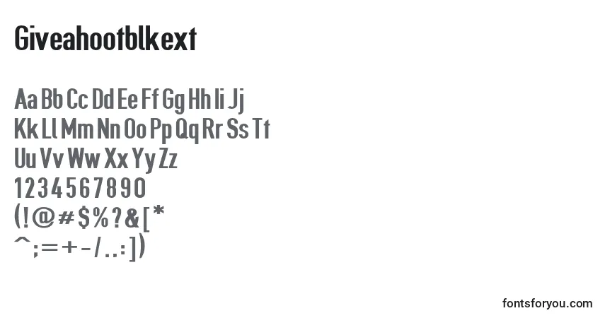 A fonte Giveahootblkext – alfabeto, números, caracteres especiais