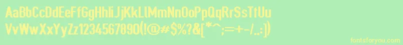フォントGiveahootblkext – 黄色の文字が緑の背景にあります