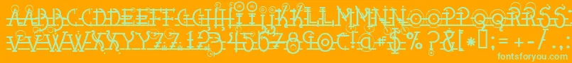 Snipplet-fontti – vihreät fontit oranssilla taustalla