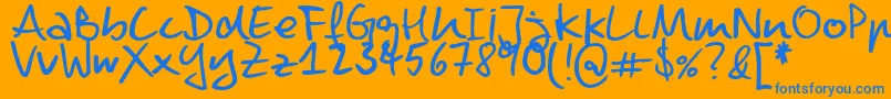 DennisRegular-Schriftart – Blaue Schriften auf orangefarbenem Hintergrund