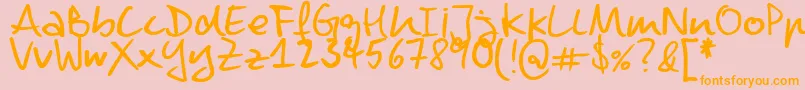 DennisRegular-Schriftart – Orangefarbene Schriften auf rosa Hintergrund