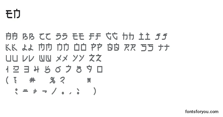 A fonte En – alfabeto, números, caracteres especiais
